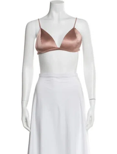 Pre-owned Fleur Du Mal Silk V-neck Sports Bra In Neutral