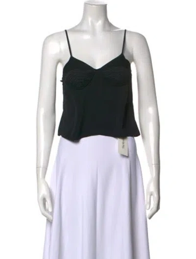Pre-owned Fleur Du Mal Silk V-neck Top In Black