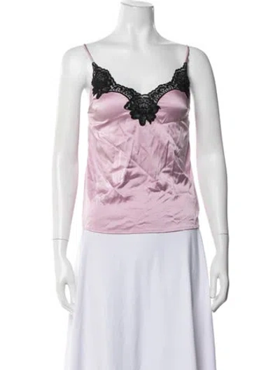 Pre-owned Fleur Du Mal Silk V-neck Top In Black/purple