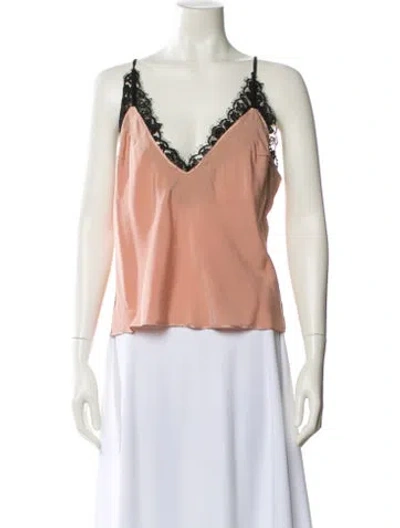 Pre-owned Fleur Du Mal Silk V-neck Top In Blue