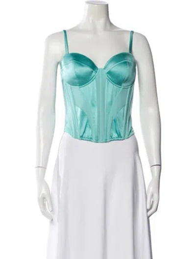 Pre-owned Fleur Du Mal Silk V-neck Top In Blue