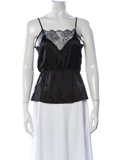 Pre-owned Fleur Du Mal Silk V-neck Top In Gray