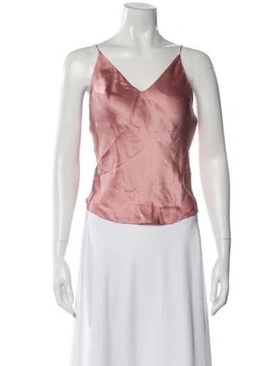 Pre-owned Fleur Du Mal Silk V-neck Top In Pink