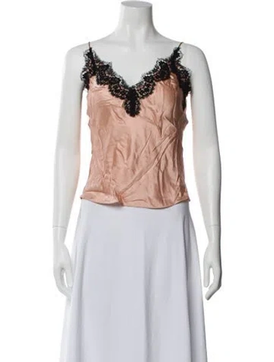 Pre-owned Fleur Du Mal Silk V-neck Top In Pink