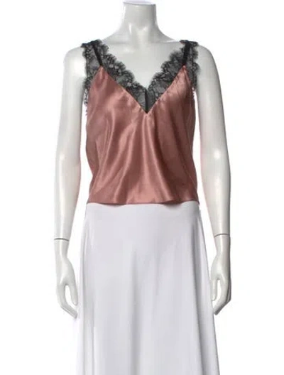 Pre-owned Fleur Du Mal Silk V-neck Top In Pink