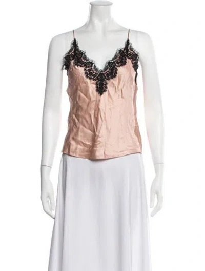 Pre-owned Fleur Du Mal Silk V-neck Top In Pink