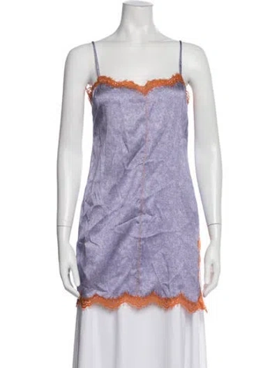 Pre-owned Fleur Du Mal Silk V-neck Top In Purple