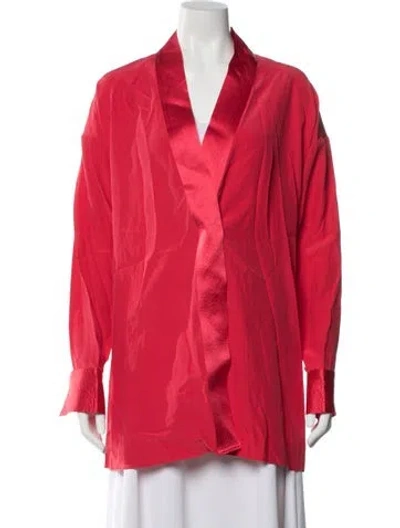 Pre-owned Fleur Du Mal Silk V-neck Top In Red