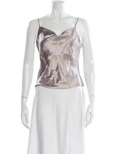Pre-owned Fleur Du Mal Silk V-neck Top In White