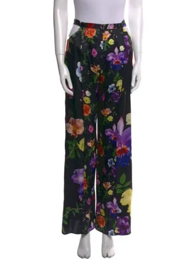 Pre-owned Fleur Du Mal Silk Wide Leg Pants In Black