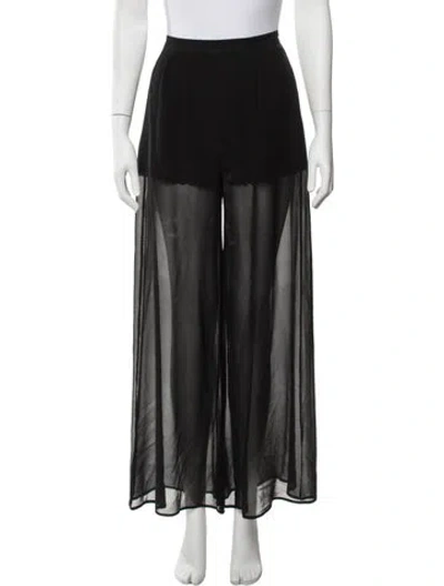 Pre-owned Fleur Du Mal Silk Wide Leg Pants In Black