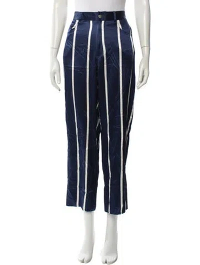 Pre-owned Fleur Du Mal Silk Wide Leg Pants In Blue
