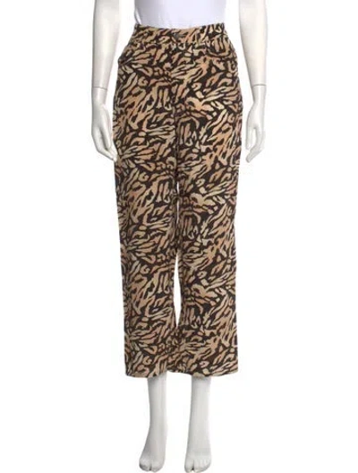 Pre-owned Fleur Du Mal Silk Wide Leg Pants In Brown/neutrals
