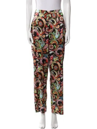 Pre-owned Fleur Du Mal Silk Wide Leg Pants In Multi