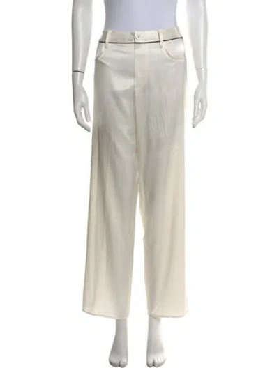 Pre-owned Fleur Du Mal Silk Wide Leg Pants In Neutral