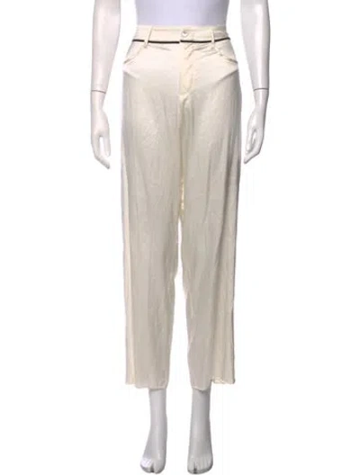 Pre-owned Fleur Du Mal Silk Wide Leg Pants In Neutrals