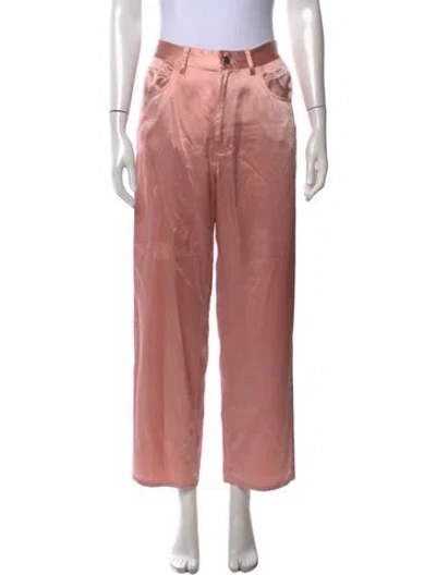 Pre-owned Fleur Du Mal Silk Wide Leg Pants In Pink