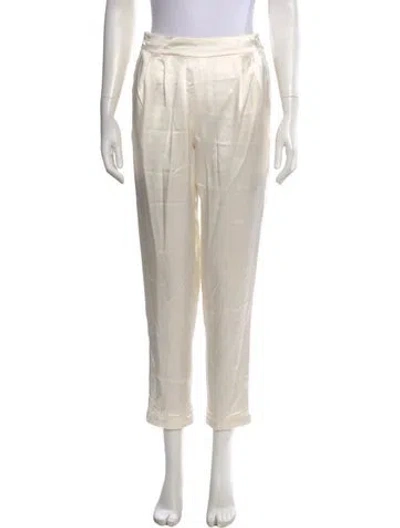 Pre-owned Fleur Du Mal Silk Wide Leg Pants In White