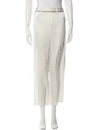 Pre-owned Fleur Du Mal Silk Wide Leg Pants In White