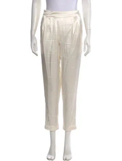 Pre-owned Fleur Du Mal Silk Wide Leg Pants In White