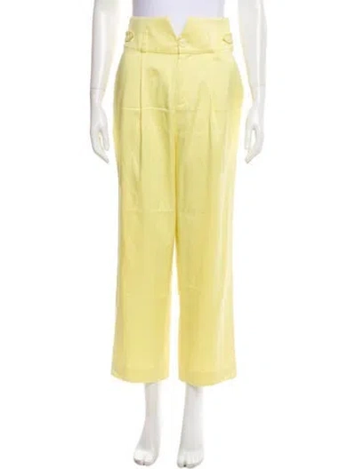 Pre-owned Fleur Du Mal Silk Wide Leg Pants In Yellow
