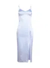 Fleur Du Mal Silk Slip Midi Dress In Blue