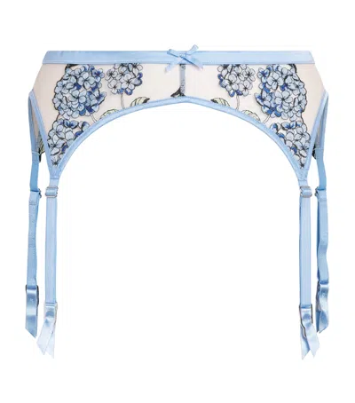Fleur Du Mal Silk-blend Hydrangea Garter In Blue