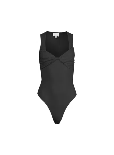 Fleur Du Mal Sleek Jersey Knot Bodysuit In Black