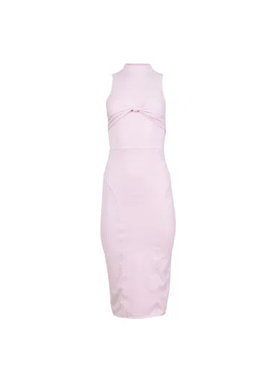 Fleur Du Mal Sleek Jersey Knot Dress In Barely Pink