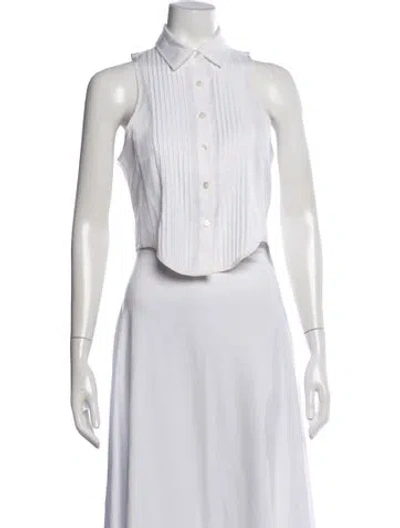 Pre-owned Fleur Du Mal Sleeveless Button-up Top In White