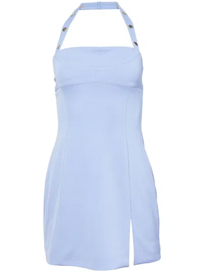 Fleur Du Mal Apron Halterneck Minidress In Blau