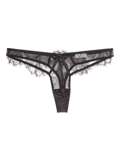 Fleur Du Mal Sophia Lace Thong In Black