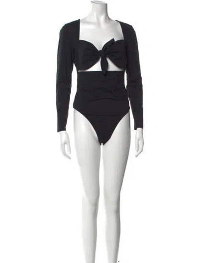 Pre-owned Fleur Du Mal Square Neckline Long Sleeve Bodysuit In Black