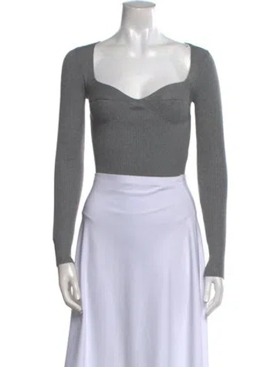 Pre-owned Fleur Du Mal Square Neckline Long Sleeve Crop Top In Black