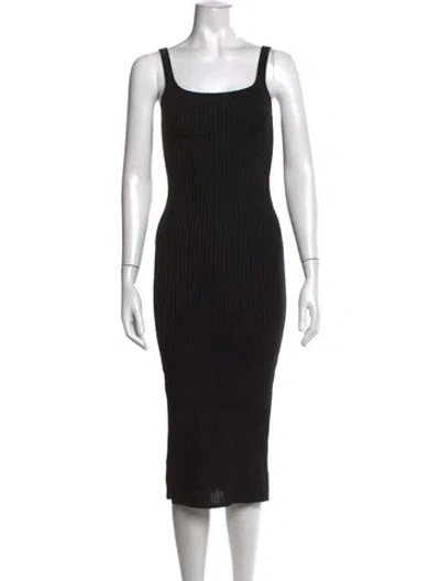 Pre-owned Fleur Du Mal Square Neckline Midi Length Dress In Black