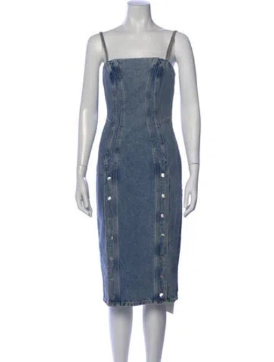 Pre-owned Fleur Du Mal Square Neckline Midi Length Dress In Blue