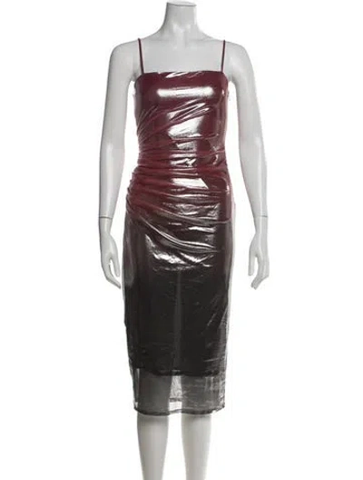 Pre-owned Fleur Du Mal Square Neckline Midi Length Dress In Multicolor