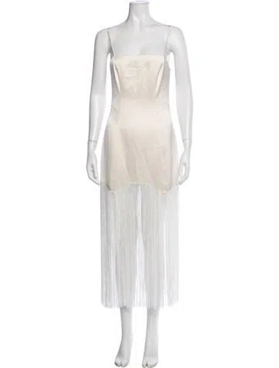 Pre-owned Fleur Du Mal Square Neckline Midi Length Dress In Neutrals