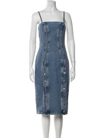 Pre-owned Fleur Du Mal Square Neckline Midi Length Dress W/ Tags In Blue