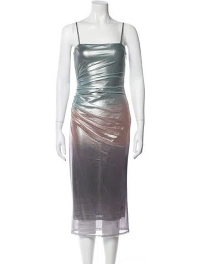 Pre-owned Fleur Du Mal Square Neckline Midi Length Dress W/ Tags In Multi