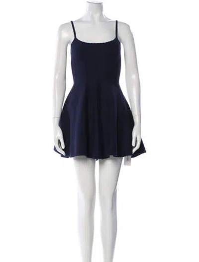 Pre-owned Fleur Du Mal Square Neckline Mini Dress In Blue