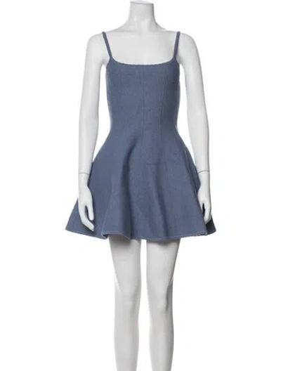 Pre-owned Fleur Du Mal Square Neckline Mini Dress In Blue