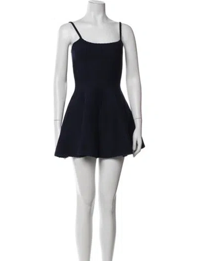 Pre-owned Fleur Du Mal Square Neckline Mini Dress In Blue
