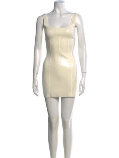 Pre-owned Fleur Du Mal Square Neckline Mini Dress In Gold