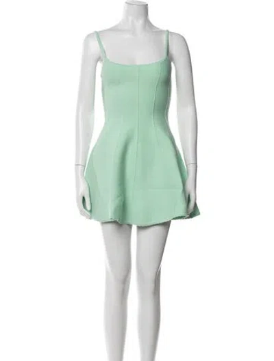 Pre-owned Fleur Du Mal Square Neckline Mini Dress In Green