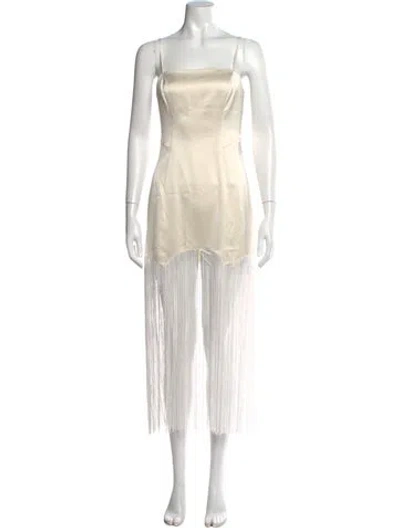 Pre-owned Fleur Du Mal Square Neckline Mini Dress In Neutral