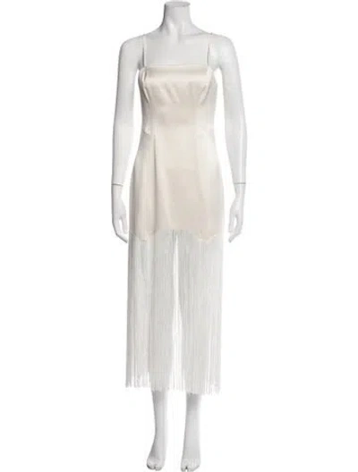 Pre-owned Fleur Du Mal Square Neckline Mini Dress In Neutrals
