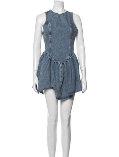 Pre-owned Fleur Du Mal Square Neckline Mini Dress W/ Tags In Blue