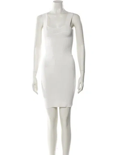 Pre-owned Fleur Du Mal Square Neckline Mini Dress In White