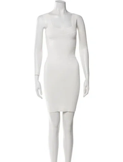Pre-owned Fleur Du Mal Square Neckline Mini Dress In White